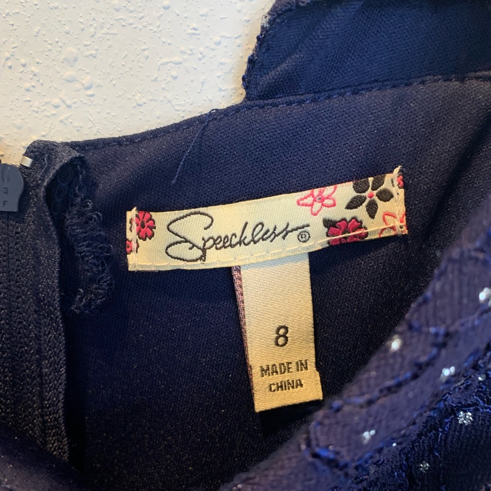 Girls Navy Holiday Dress Size 8 - Picture 3 of 6